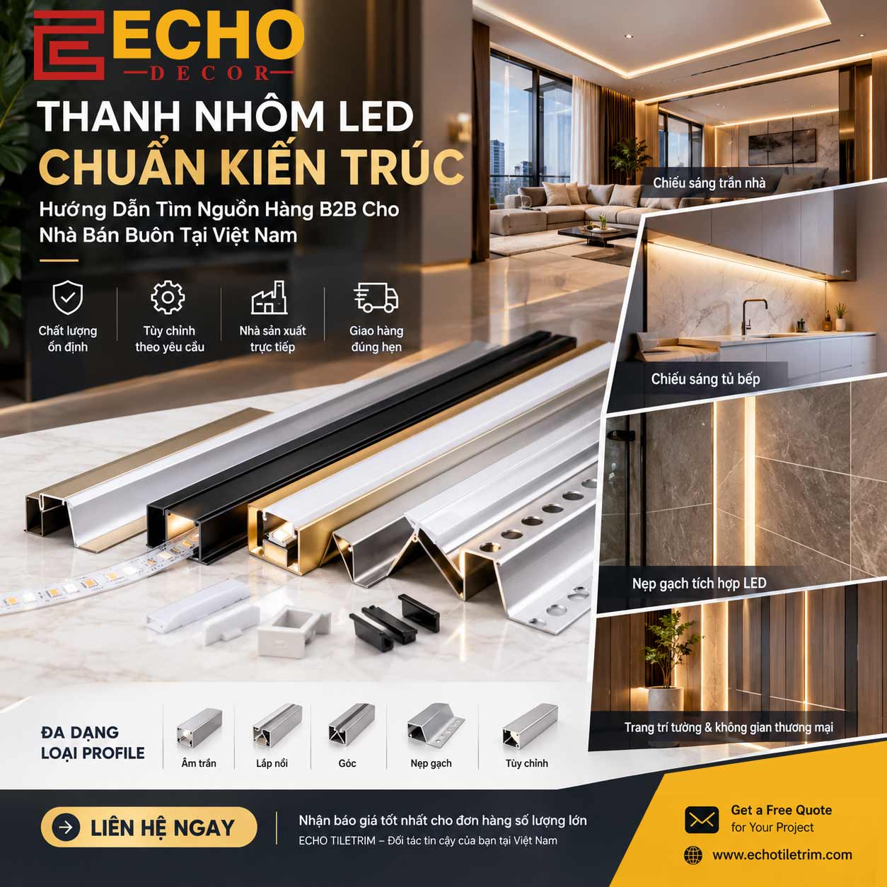 thanh nhôm LED, thanh nhôm LED âm trần, thanh nhôm LED lắp nổi, thanh nhôm LED góc, thanh nhôm LED âm gạch, nẹp nhôm trang trí, nẹp nhôm ốp gạch, nhà cung cấp thanh nhôm LED, nhà sản xuất thanh nhôm định hình, 