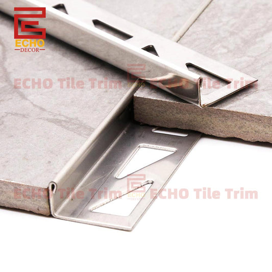 Silver Effect Stainless Steel Straight Edge Tile Trim 10mm
