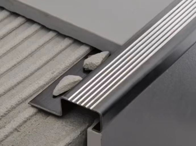 Stainless Steel Step Edge Trim for Stair Protection – Echotiletrim